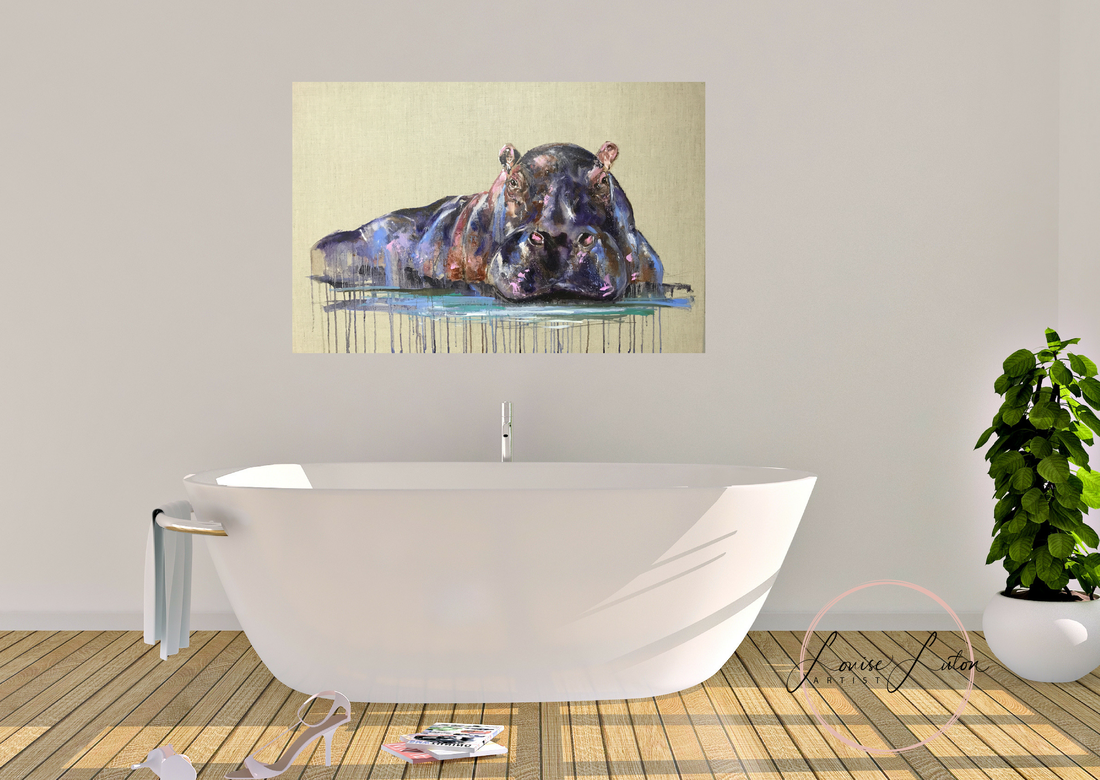 Hippo painting by Louise Luton 