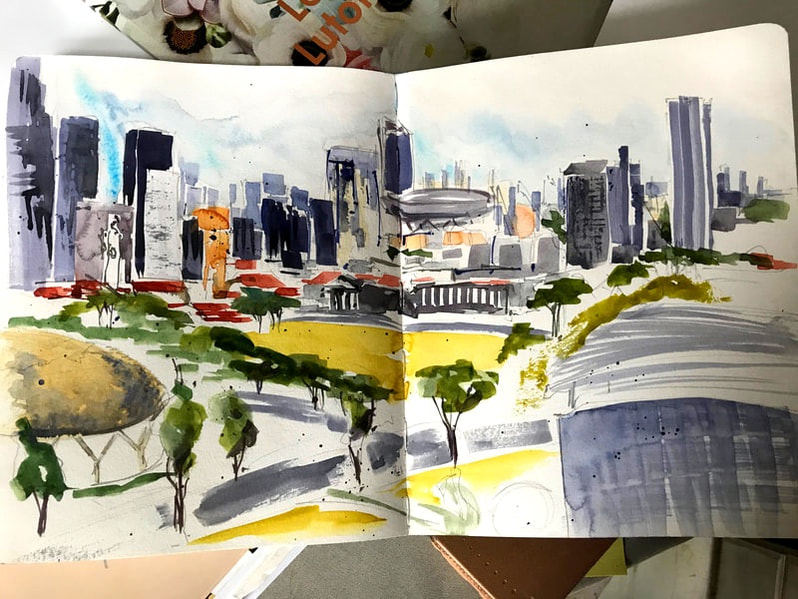 Louise Luton Sketchbook page. Singapore.