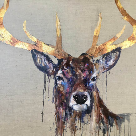 Burely Stag Painting Louise Luton