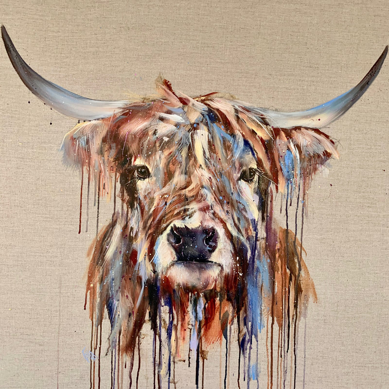 Bran highland cow painting by Louise Luton
