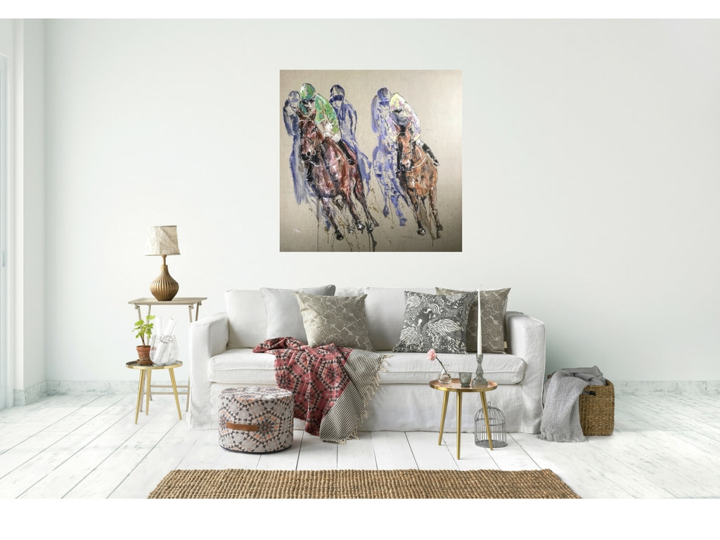 Horses racing in a lounge context