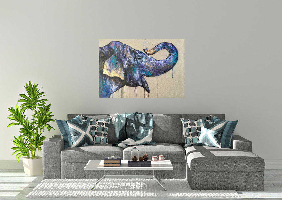 Elephant painting by Louise Luton in a room context