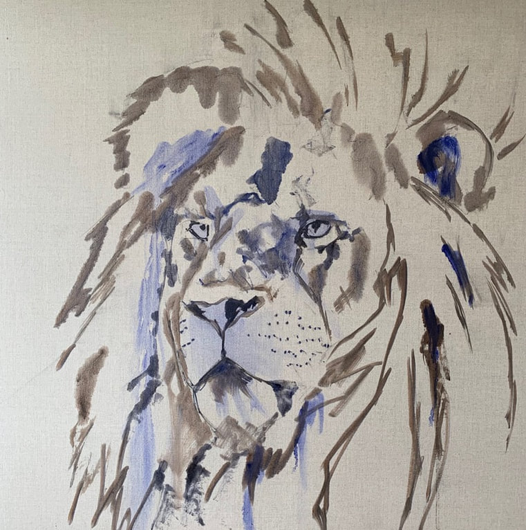 Lion in progress by Louise Luton