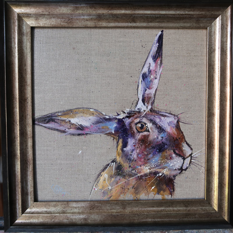 Hare oil painting by Louise Luton. Available from The Doll's House in Fordingbridge.