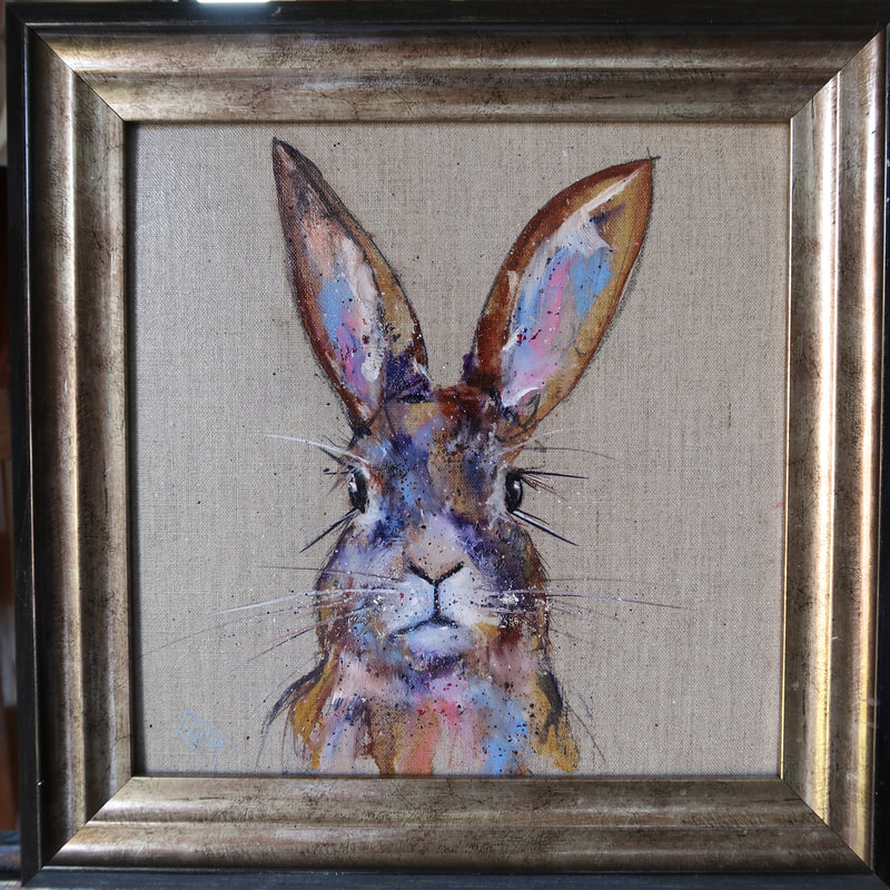 Hare oil painting by Louise Luton. Available from The Doll's House in Fordingbridge.