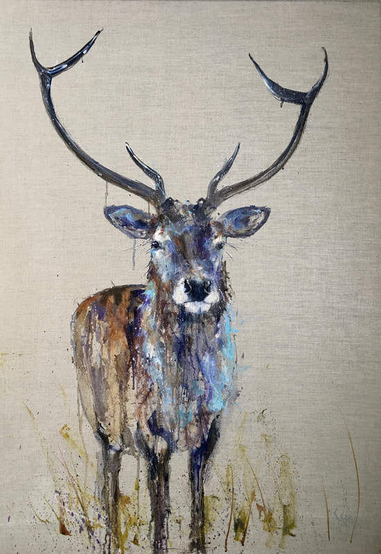 Stag oil painting by Louise Luton