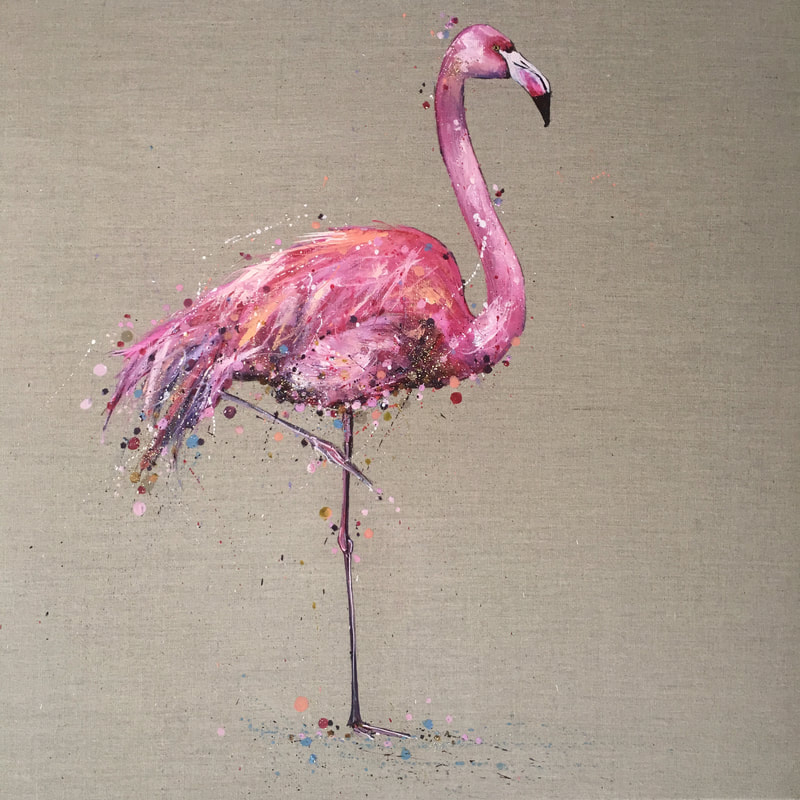 Flamingo painting by Louise Luton