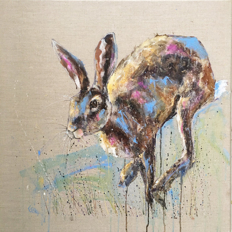 Hare oil painting by Louise Luton