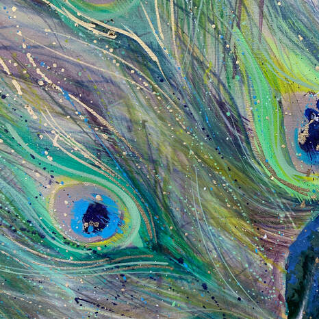 Painting of peacock feather by Louise Luton
