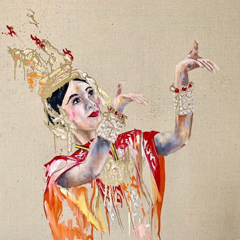Painting of thai dancer by Louise Luton